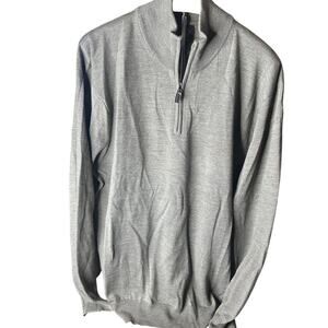 Jos A Bank quarter zip Greenish Gray 100% Merino Wool sweater size xl